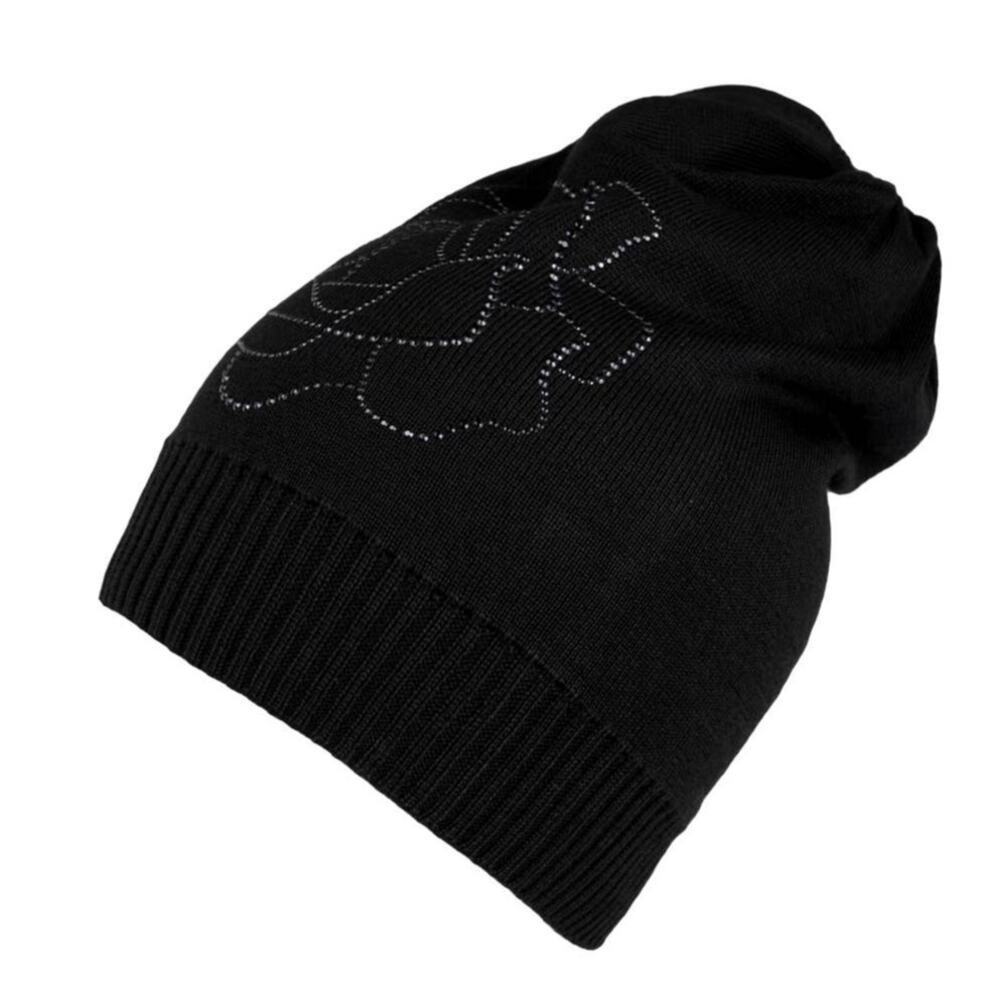 Armani Jeans Beanie Wool Knit Studded Floral Blue Women's NEW $95